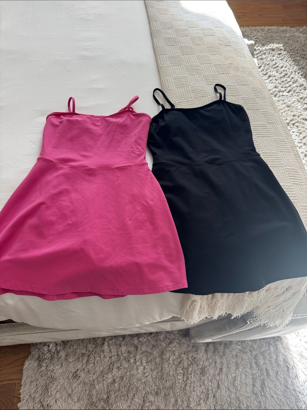 ALO Yoga Spaghetti Strap Mini Dress in Hot Pink and Black